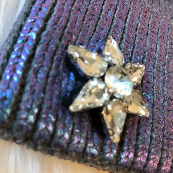 Metallic Knit & Fox Fur PomPom Hat main image 7